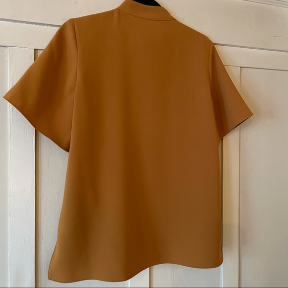 Zara golden top with high neck and cream button accent size M - Picture 3 of 3